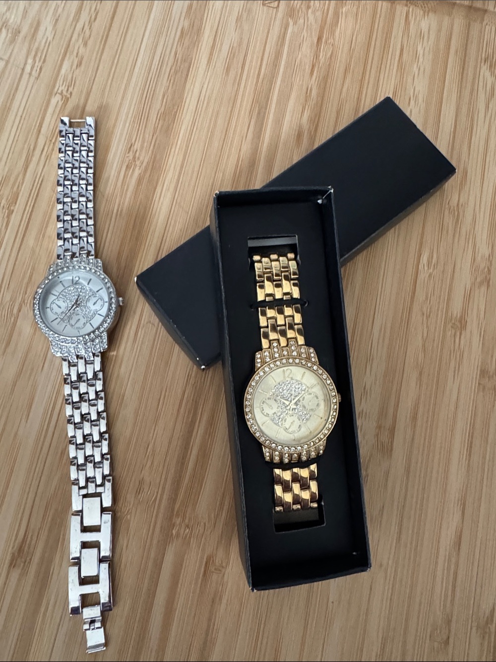 Swarovski Gold and Silver Crystal Accent Bracelet Watches